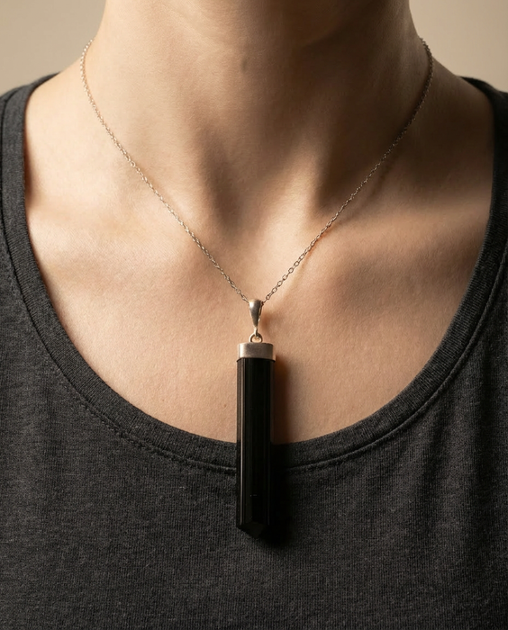 Nocturne Shield Afghan Black Tourmaline Pendant