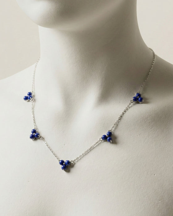AzureBloom Lapis Cluster Necklace