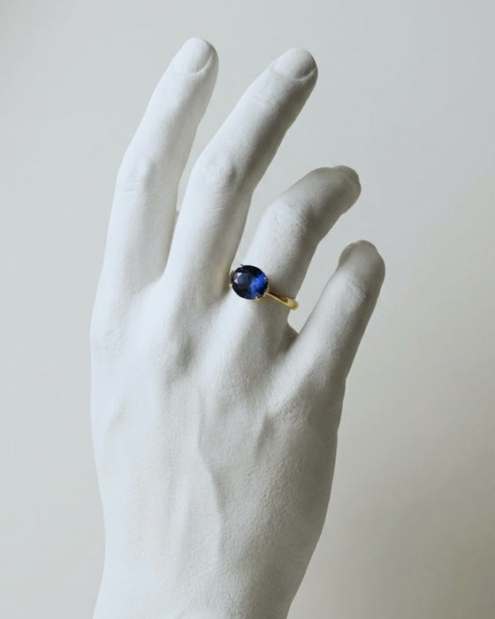 SapphireNoir Classic 14 Yellow Gold over Silver Ring