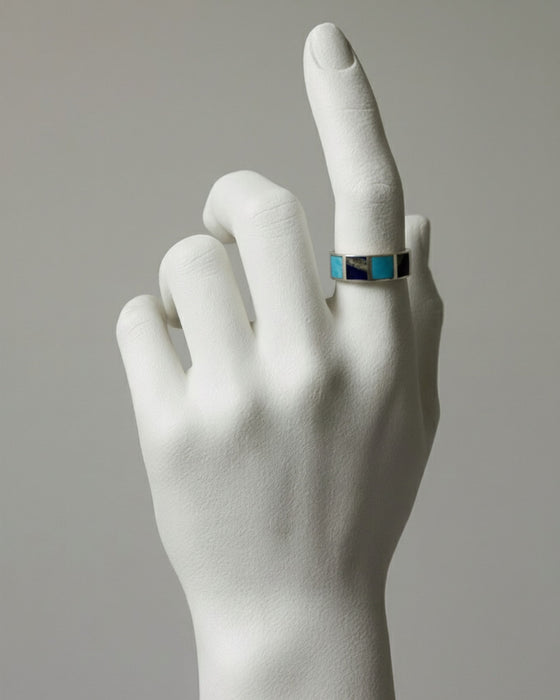 Horizon Mosaic Afghan Lapis & Turquoise Ring
