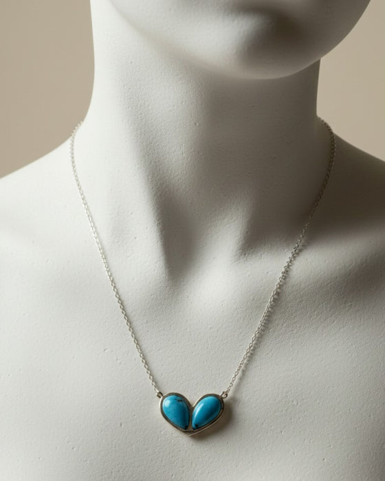 Zarmina Twin-Heart Turquoise Pendant
