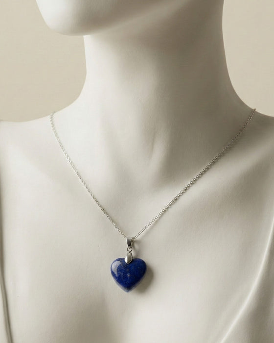 Azura Heart of Lapis Pendant with Silver Chain