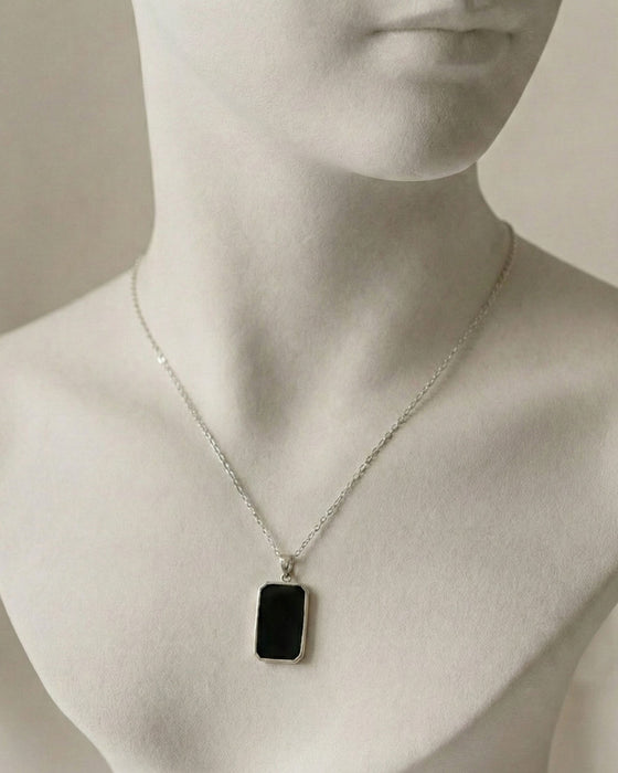 Obsidian Crest Afghan Black Agate Pendant