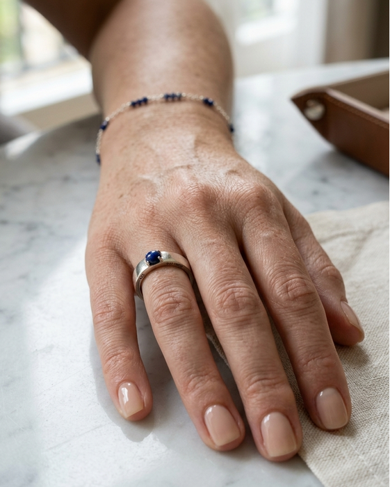 Blue Dot Band Ring
