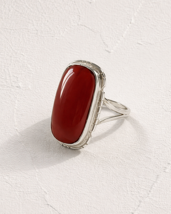 Rumi Ember Afghan Red Agate Ring