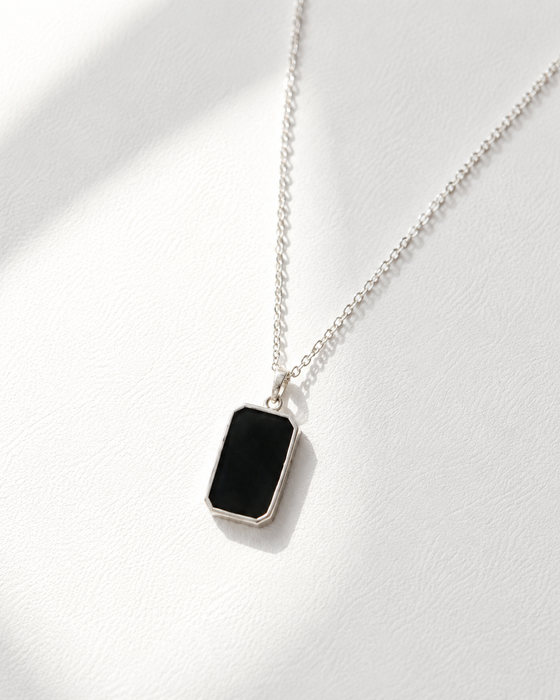Obsidian Crest Afghan Black Agate Pendant