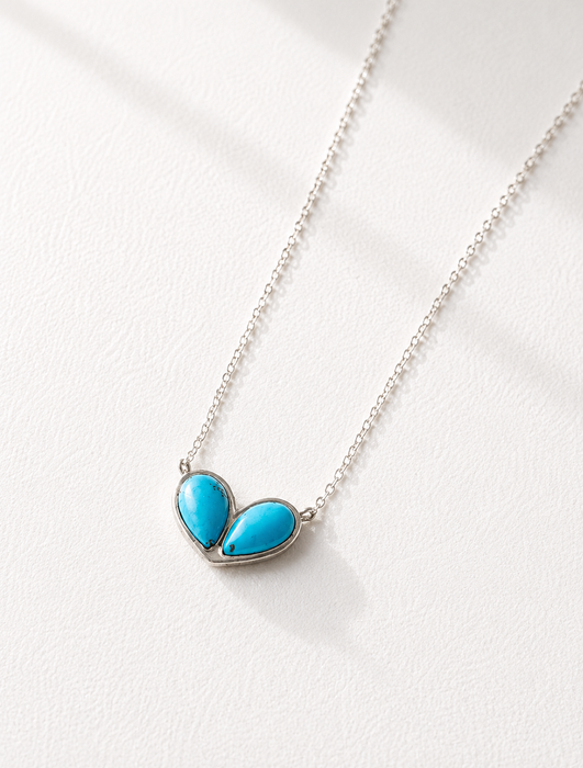 Zarmina Twin-Heart Turquoise Pendant