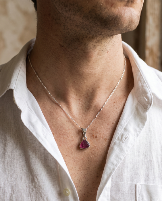 Rosella Watermelon Tourmaline Droplet Pendant