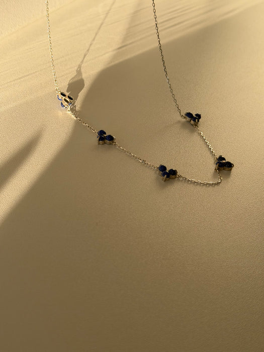 AzureBloom Lapis Cluster Necklace