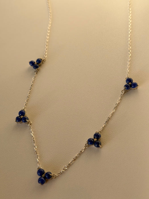 AzureBloom Lapis Cluster Necklace