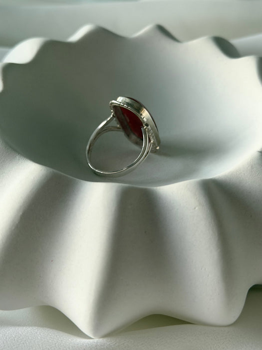 Rumi Ember Afghan Red Agate Ring