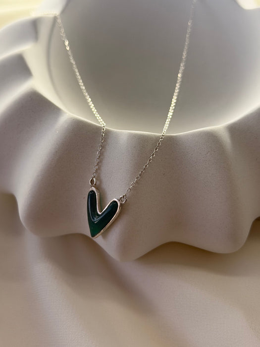 VerdantV Malachite Heart Necklace