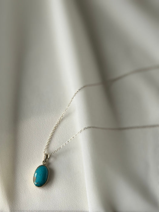 Lapisora Afghan Turquoise Oval Pendant