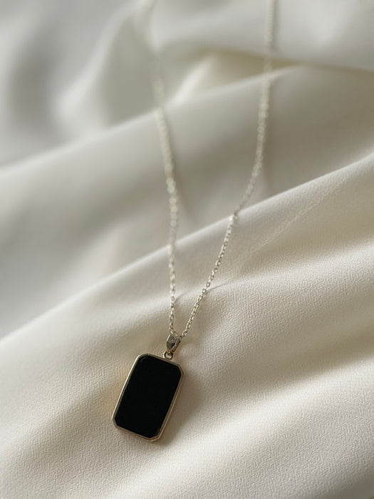 Obsidian Crest Afghan Black Agate Pendant