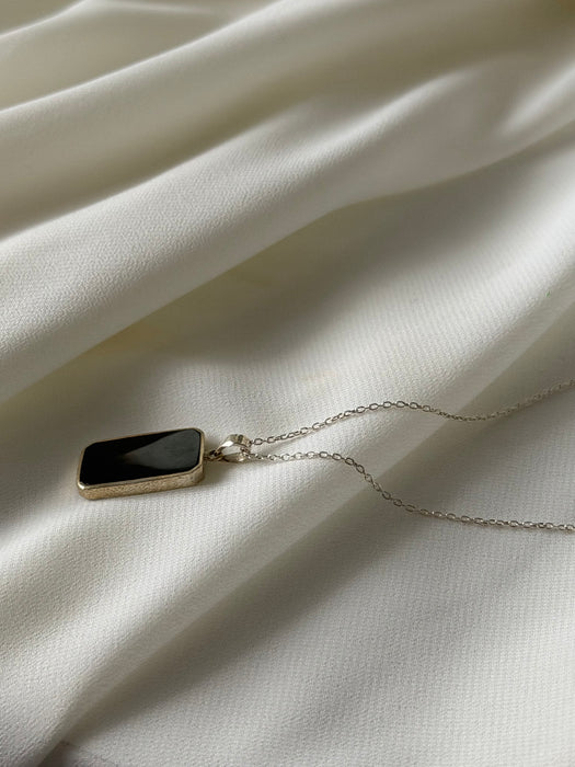 Obsidian Crest Afghan Black Agate Pendant