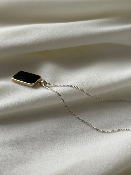 Obsidian Crest Afghan Black Agate Pendant