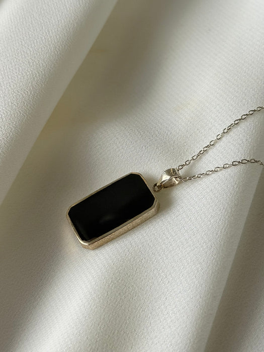 Obsidian Crest Afghan Black Agate Pendant