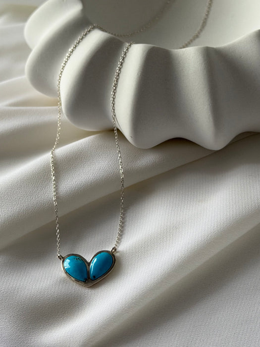 Zarmina Twin-Heart Turquoise Pendant