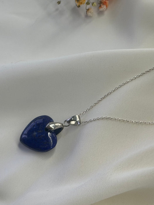 Azura Heart of Lapis Pendant with Silver Chain