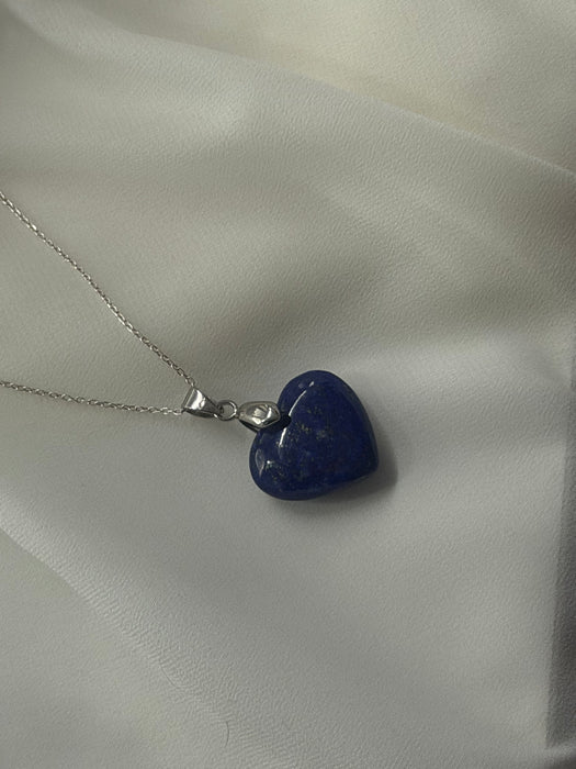 Azura Heart of Lapis Pendant with Silver Chain