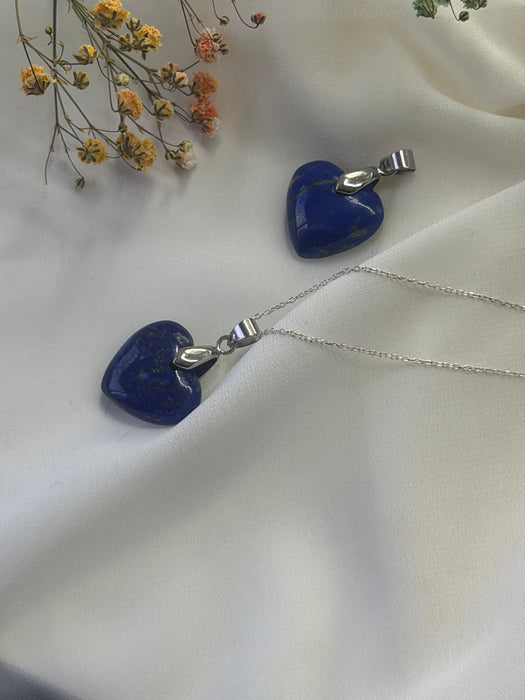 Azura Heart of Lapis Pendant with Silver Chain