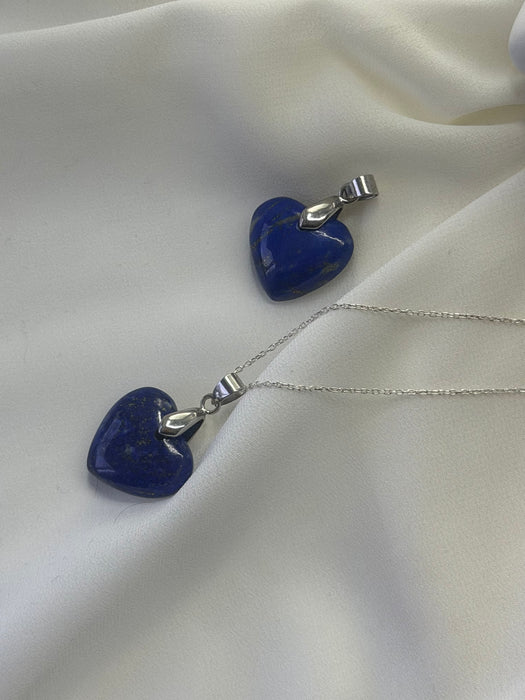 Azura Heart of Lapis Pendant with Silver Chain