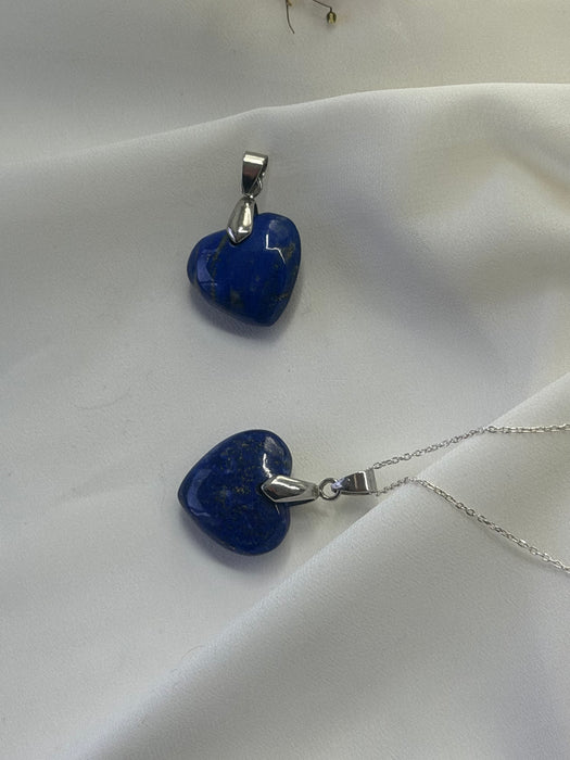 Azura Heart of Lapis Pendant with Silver Chain