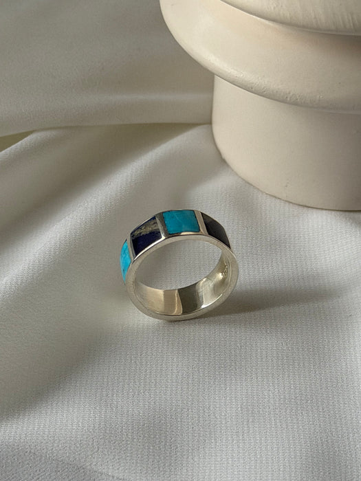 Horizon Mosaic Afghan Lapis & Turquoise Ring