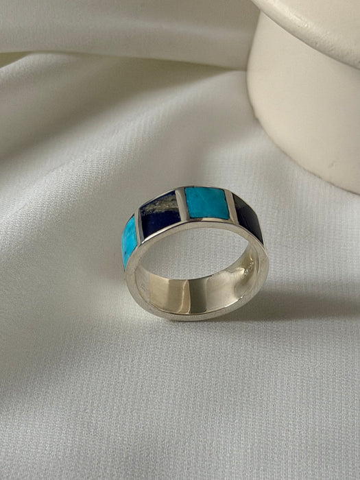 Horizon Mosaic Afghan Lapis & Turquoise Ring