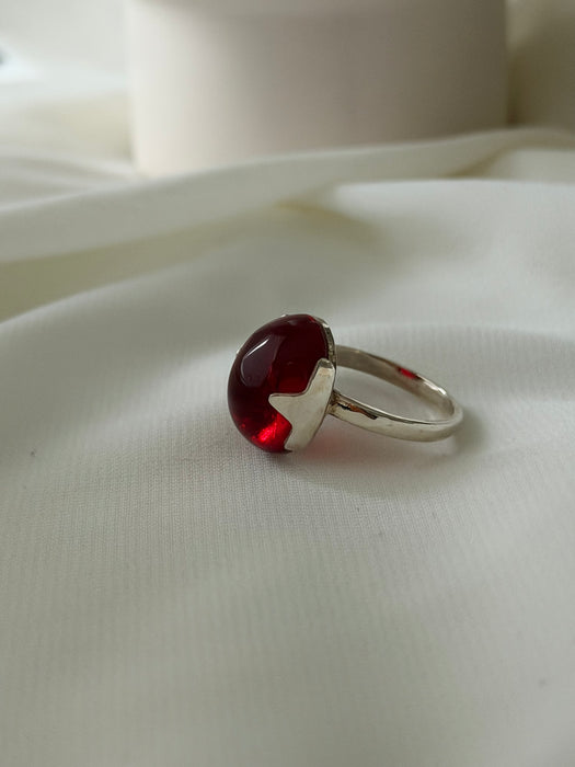 Crimson Sol Afghan Red Agate Ring