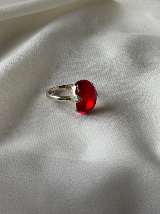 Crimson Sol Afghan Red Agate Ring