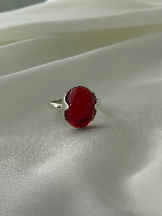 Crimson Sol Afghan Red Agate Ring