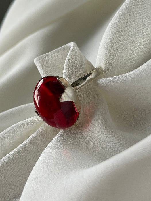 Crimson Sol Afghan Red Agate Ring