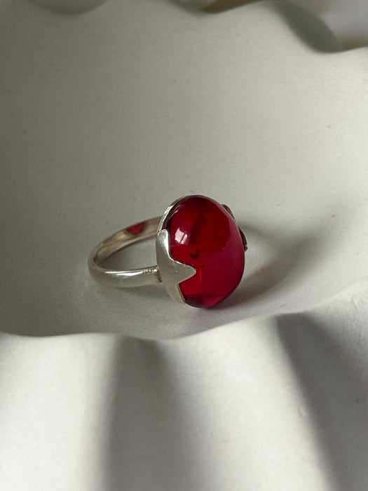 Crimson Sol Afghan Red Agate Ring