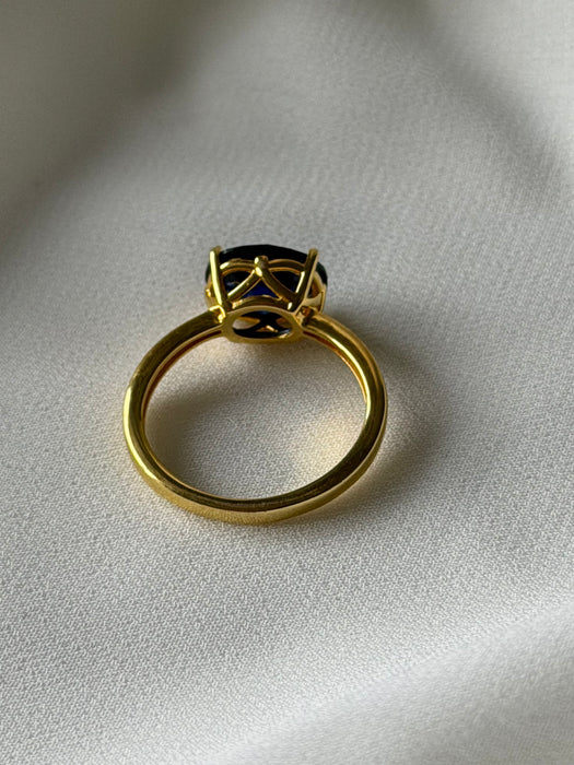 SapphireNoir Classic 14 Yellow Gold over Silver Ring