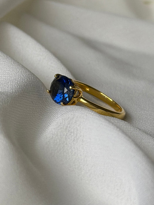 SapphireNoir Classic 14 Yellow Gold over Silver Ring