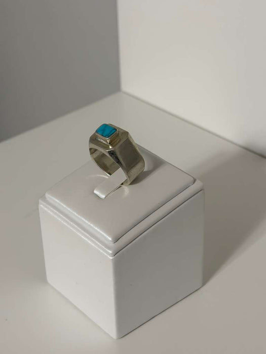 Aqua Square Signet Ring
