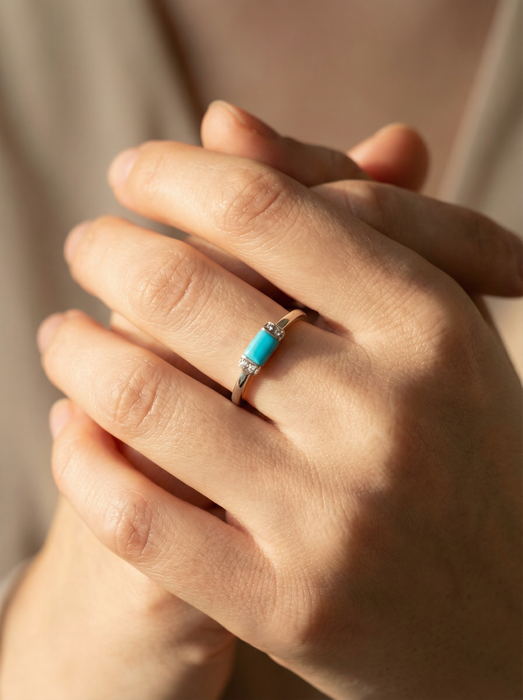SkyLine Turquoise Bar Silver Ring