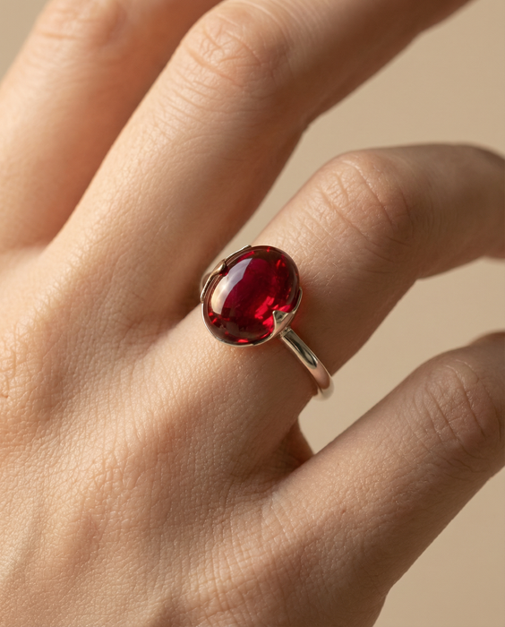 Crimson Sol Afghan Red Agate Ring