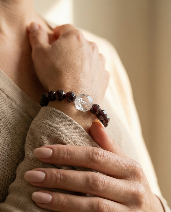 CrimsonCore Quartz & Garnet Bracelet