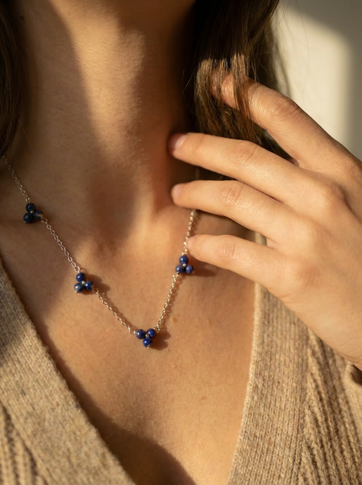 AzureBloom Lapis Cluster Necklace