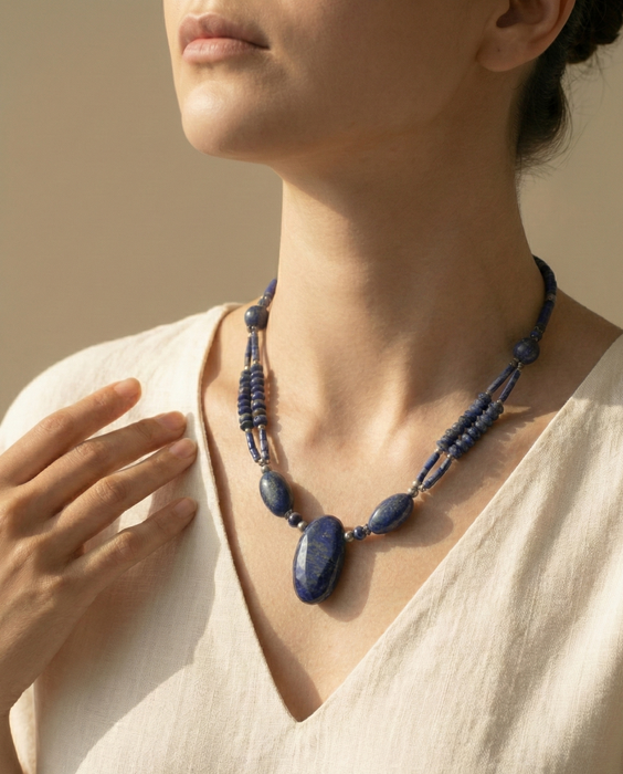 Midnight Echo Afghan Lapis Lazuli Necklace